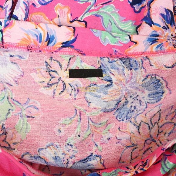 Lilly Pulitzer Lessa Blouse Top Off The Shoulder Smocked Floral Printed L 282319 - Picture 7 of 7